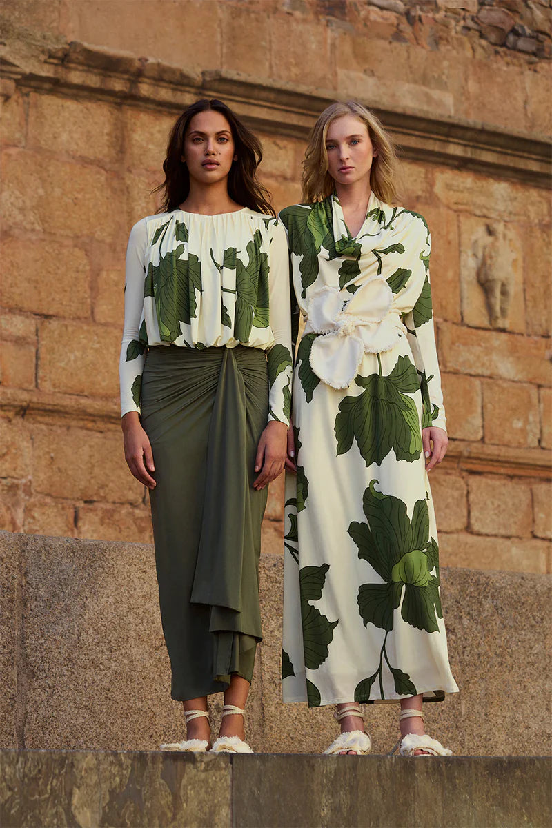 MANAROLA GREEN/NATURAL BLOUSE