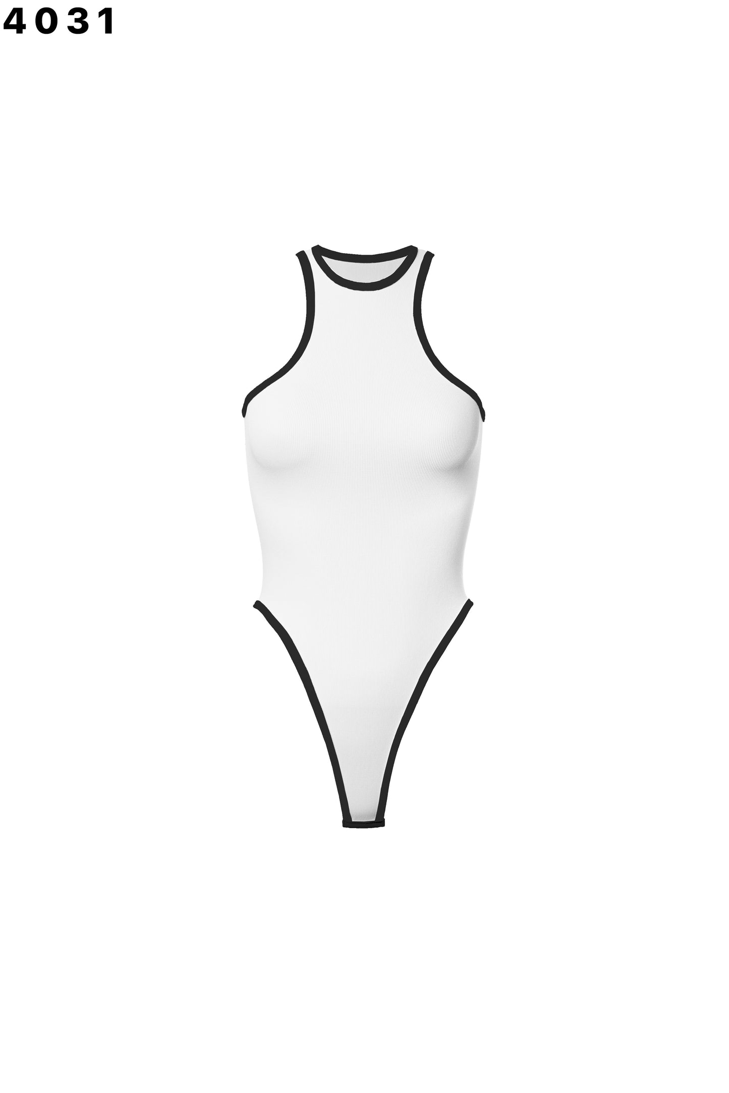 CONTRAST BINDING BODYSUIT WHITE