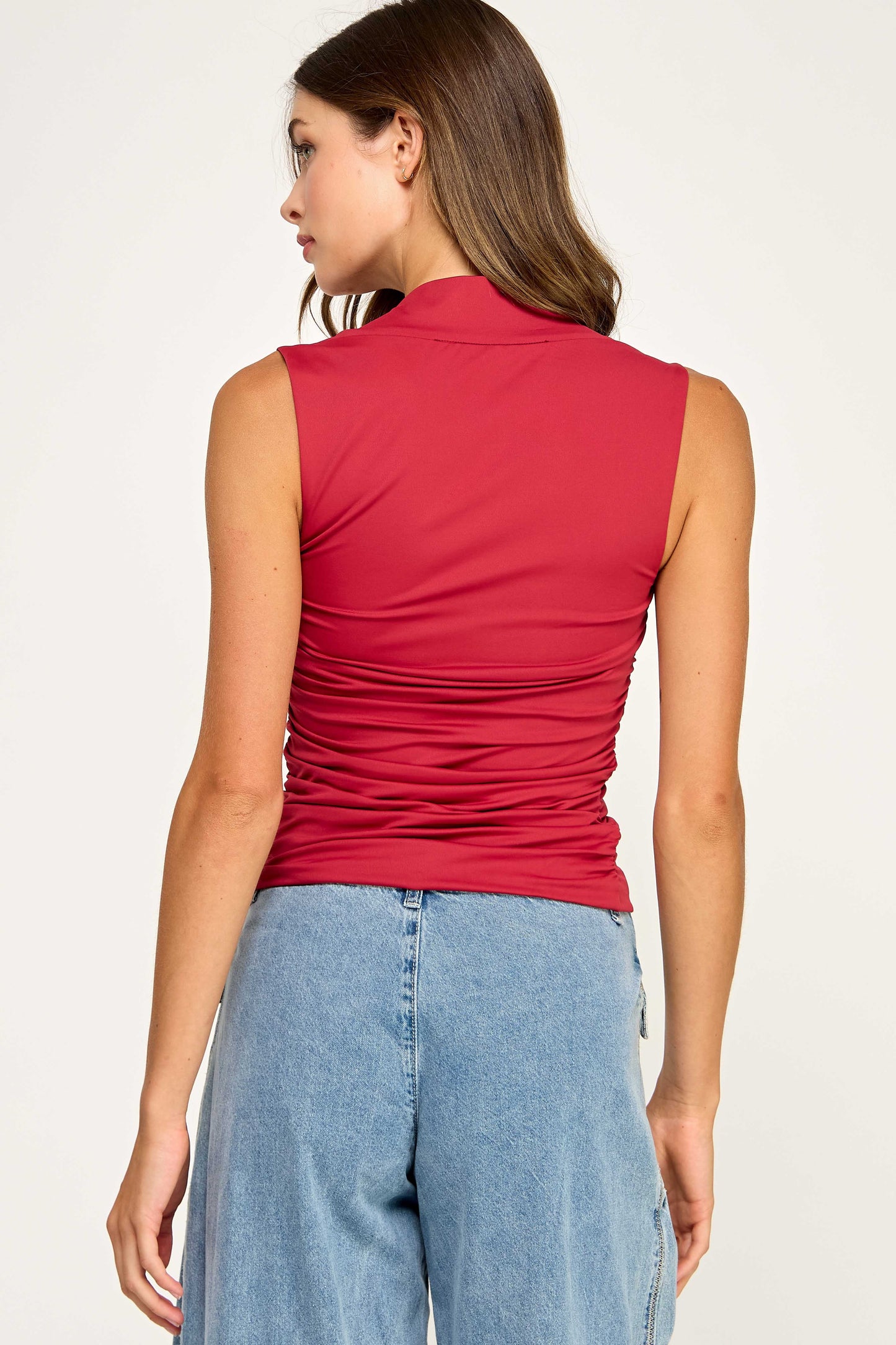 CONTOUR FLOURISH TOP RUCHED SQUARENECK TANK BURGUNDY