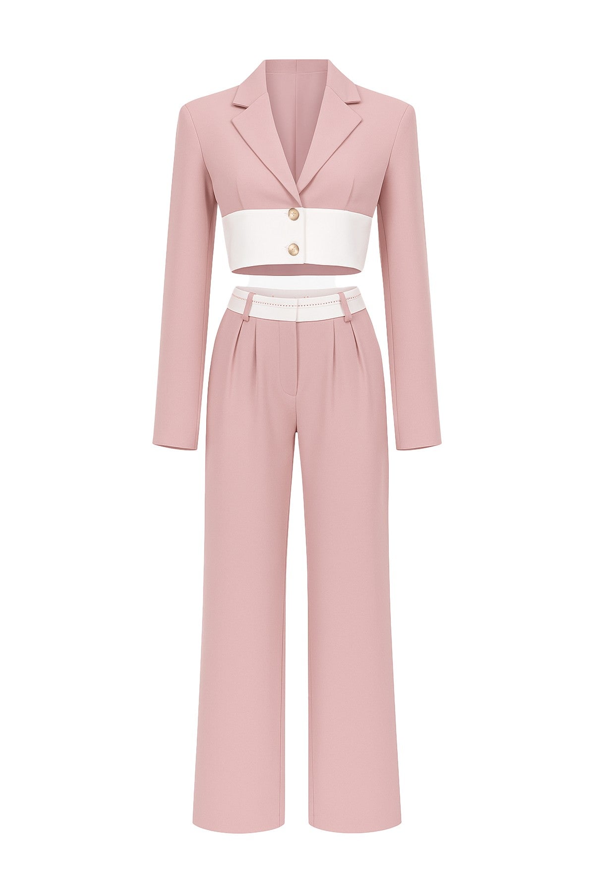 CROPPED BLAZER & WIDE LEG PANTS SET