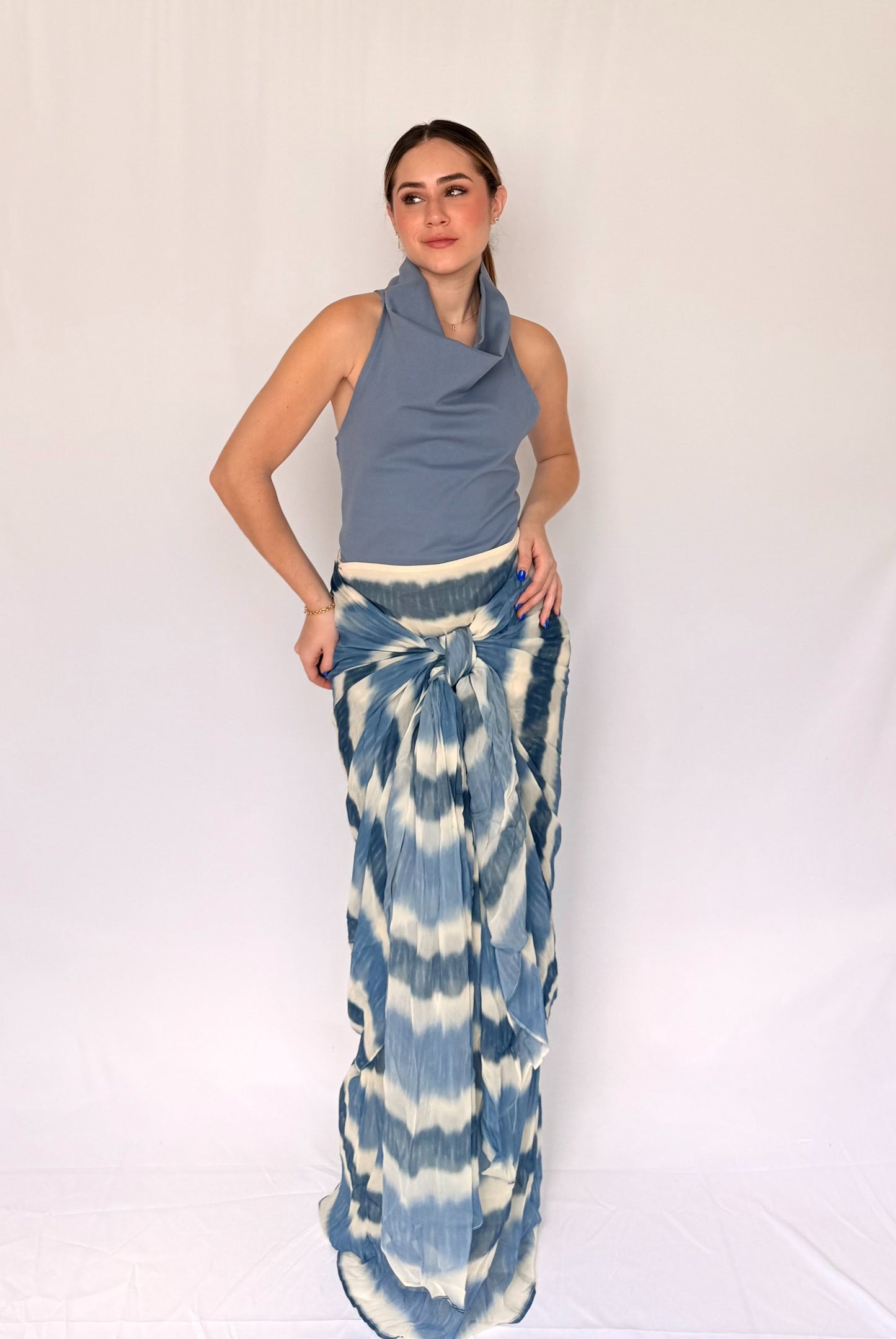 FALDA SKY KOWLOON AZUL INDIGO NATURAL