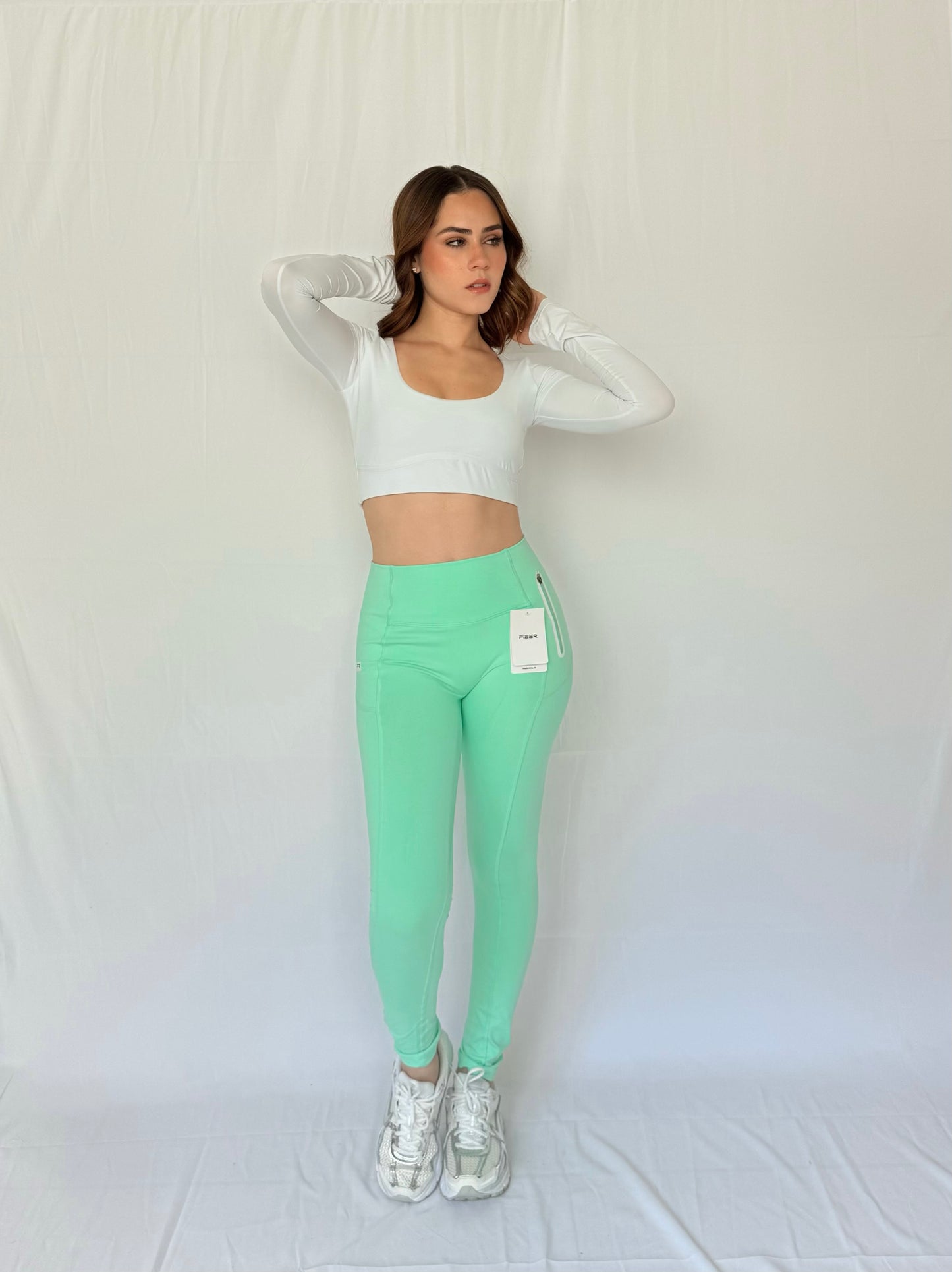 LEGGINGS HIGH POWER ZIP COOL MINT CLASSY