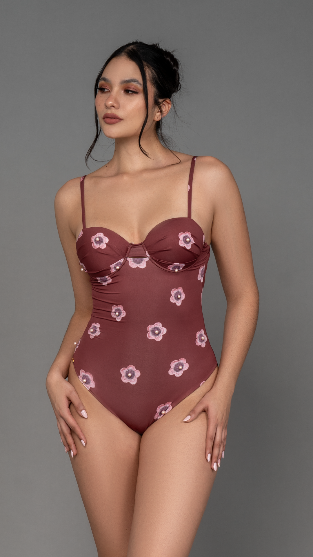 SELENA BURGUNDY ONE-PIECE SWIMSUIT