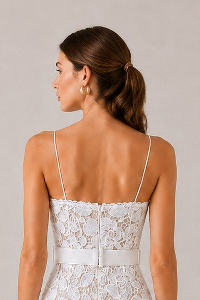 Lace Flounce Midi Dress