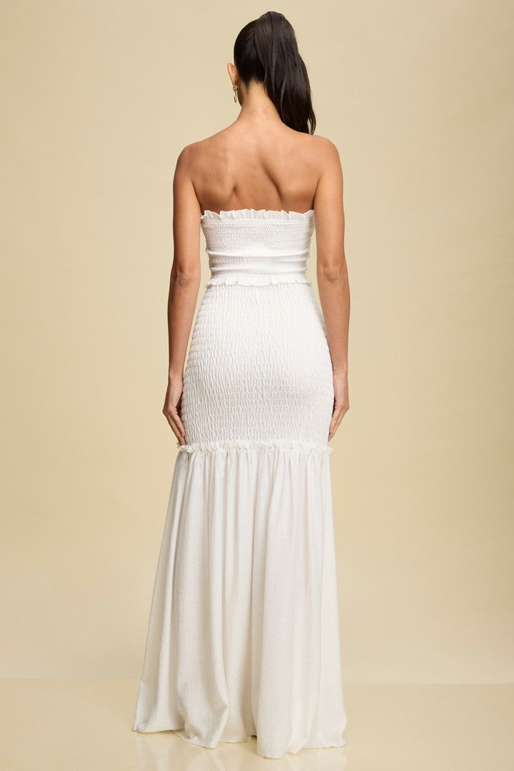 SMOCKED RUFFLE TIERED DRESS