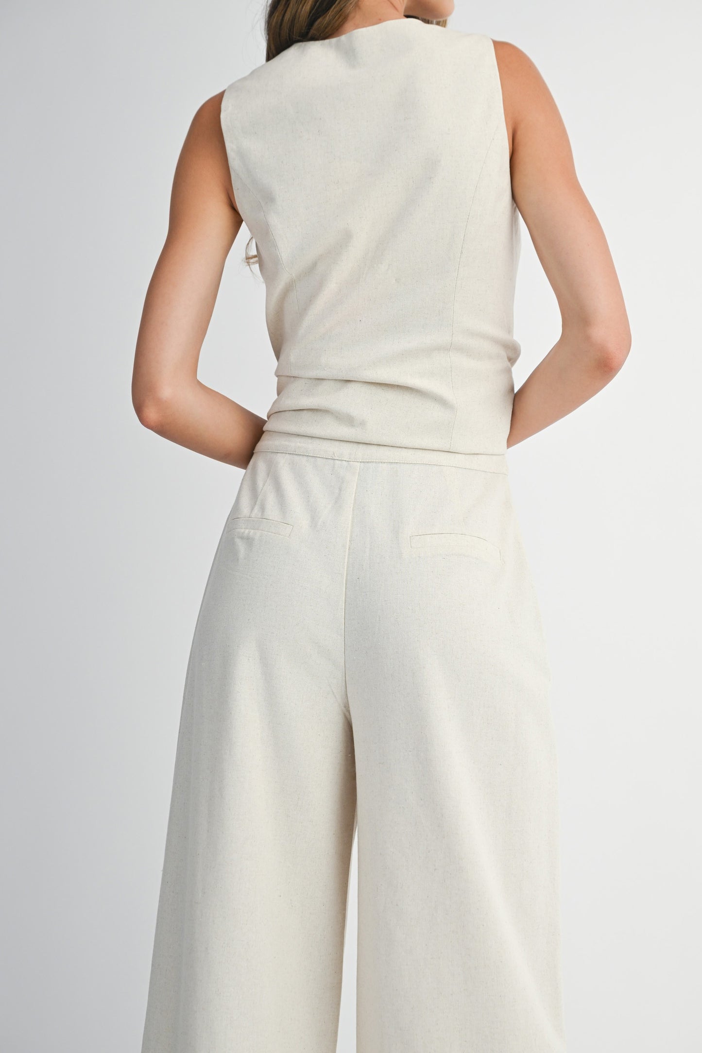 SQUARE NECKLINE LONGLINE TOP AND LONG PANTS SET