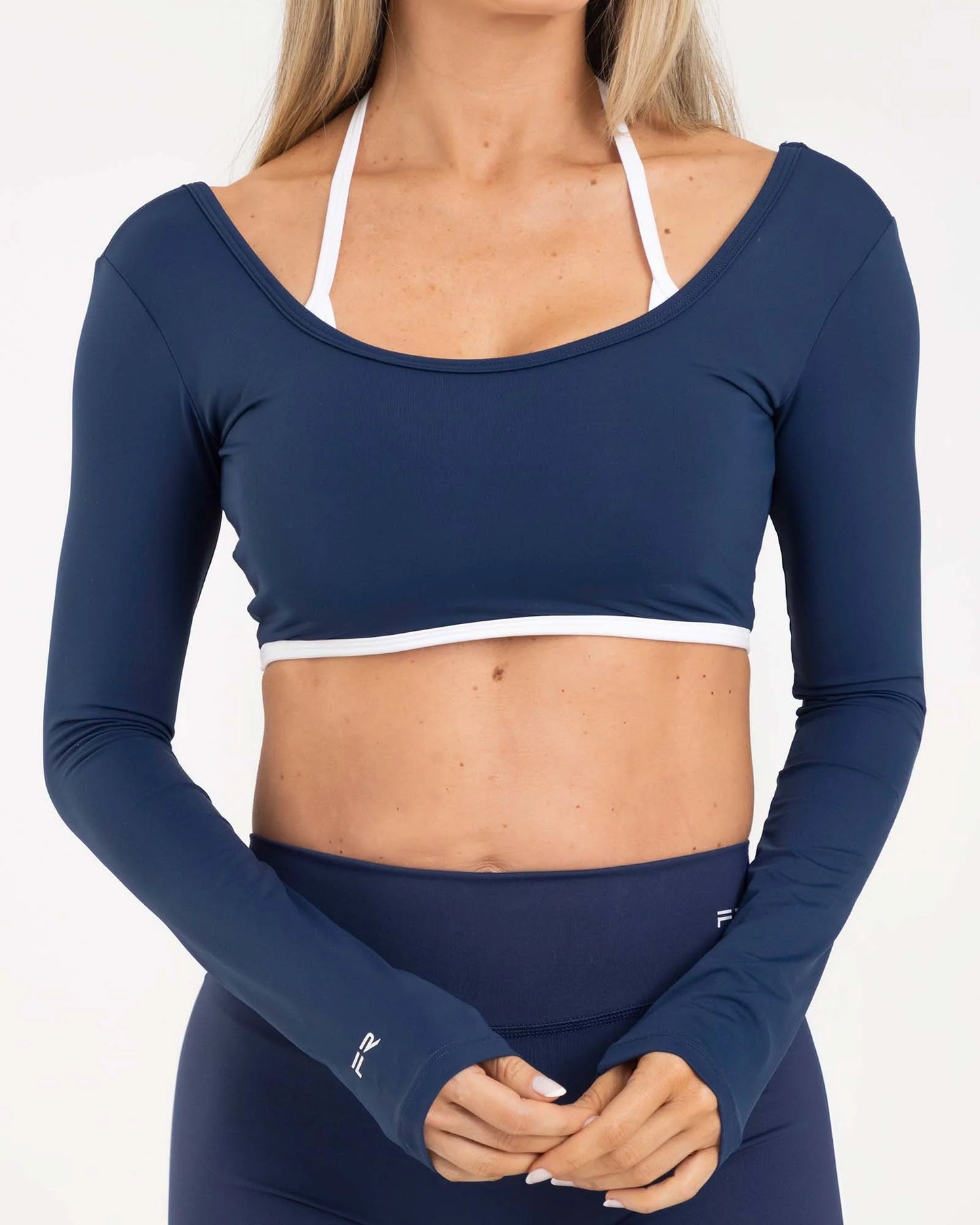 TOP MANGA LARGA SLEEK AZUL MIDNIGHT CLASSY