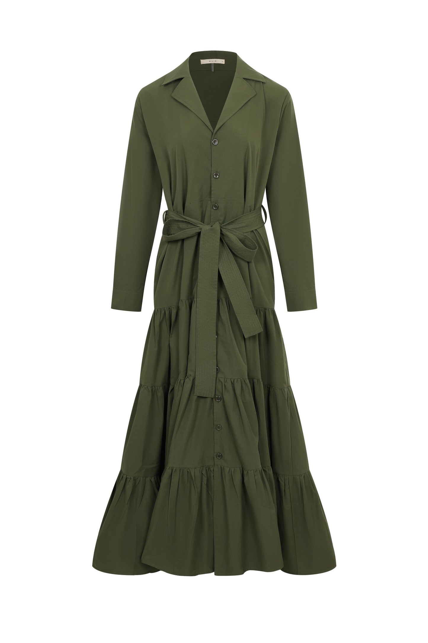 TIERED BUTTON DOWN MAXI DRESS