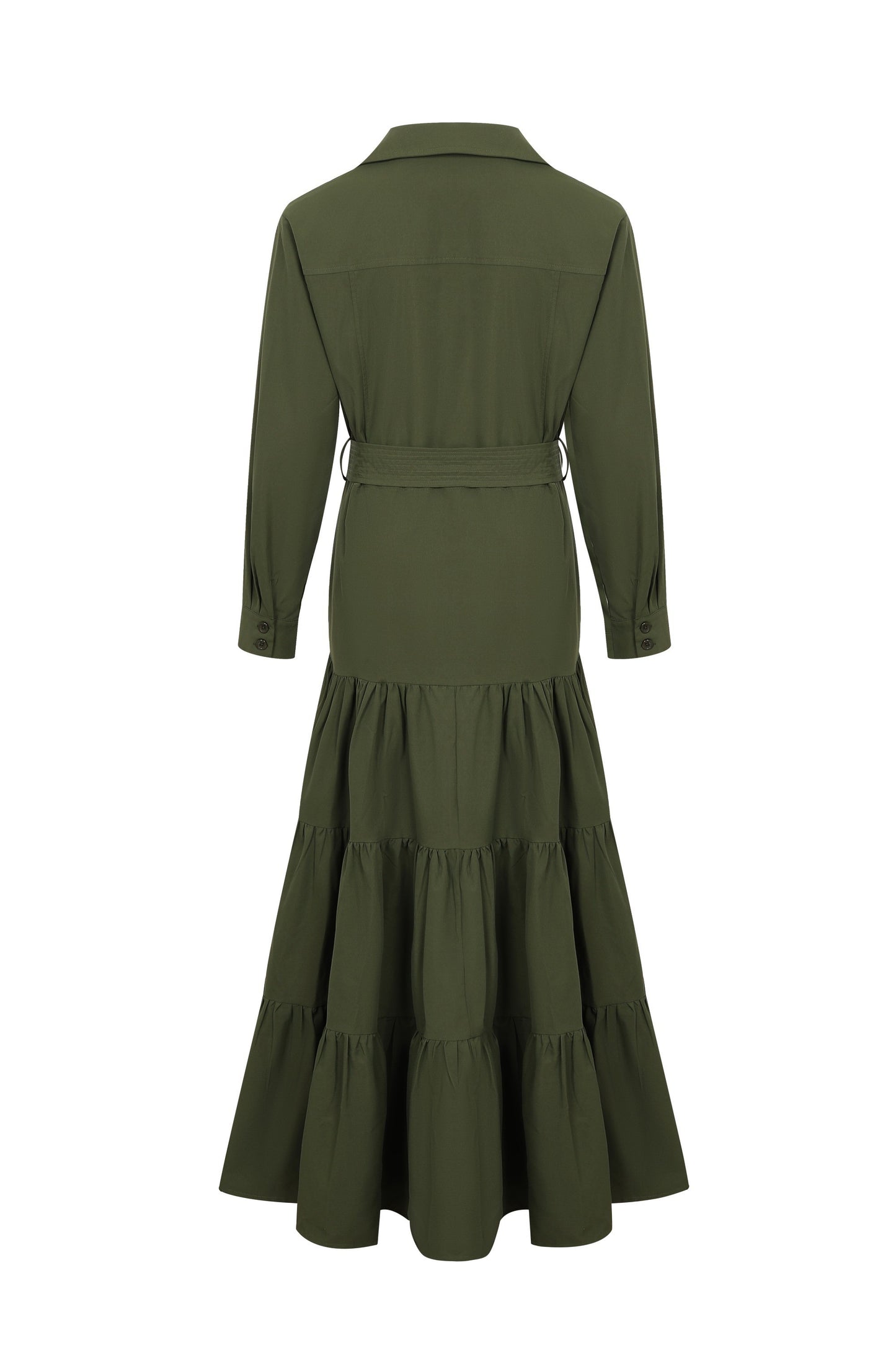 TIERED BUTTON DOWN MAXI DRESS