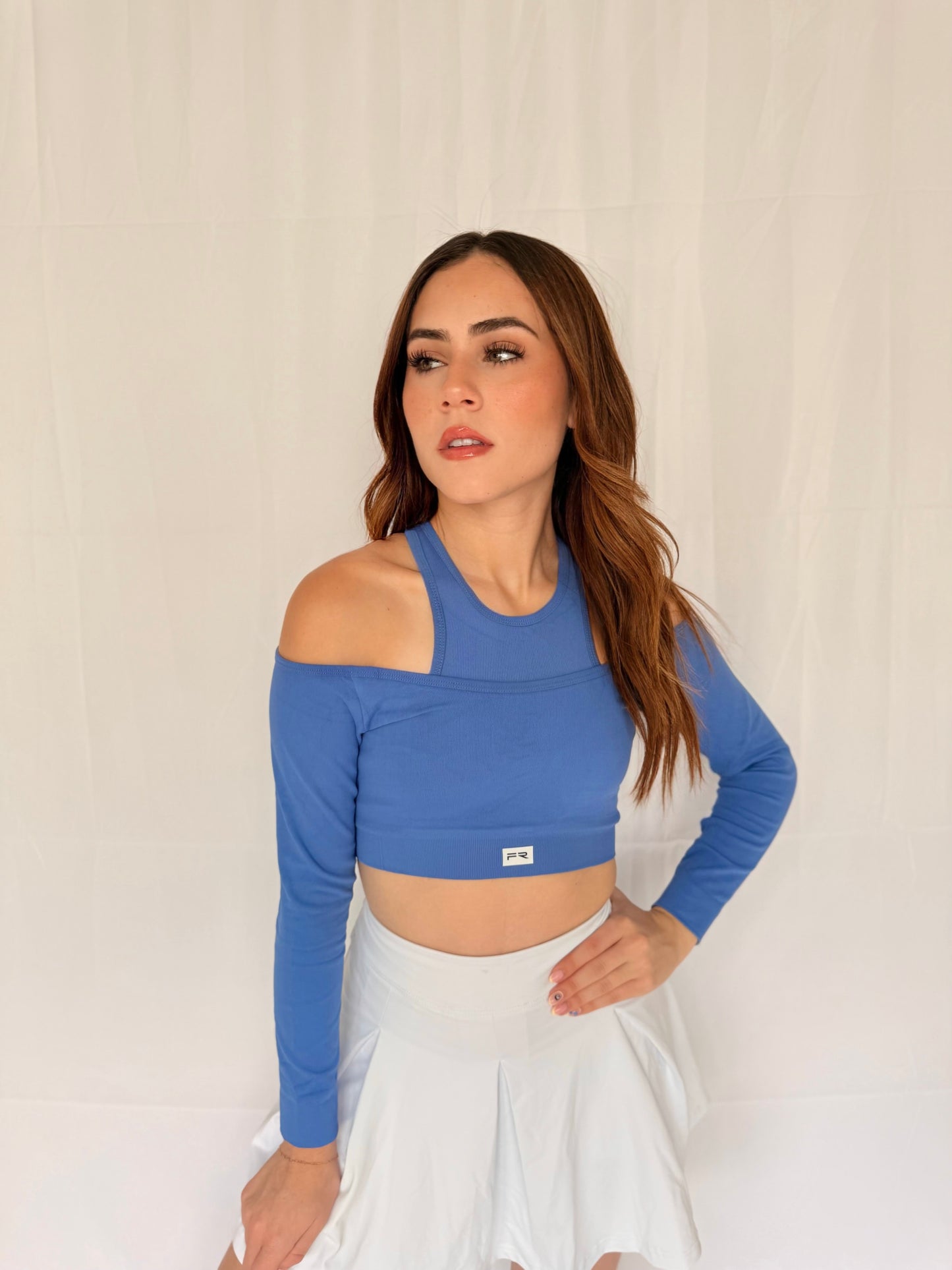 TOP MANGA LARGA SIN COSTURAS AZUL PILATES
