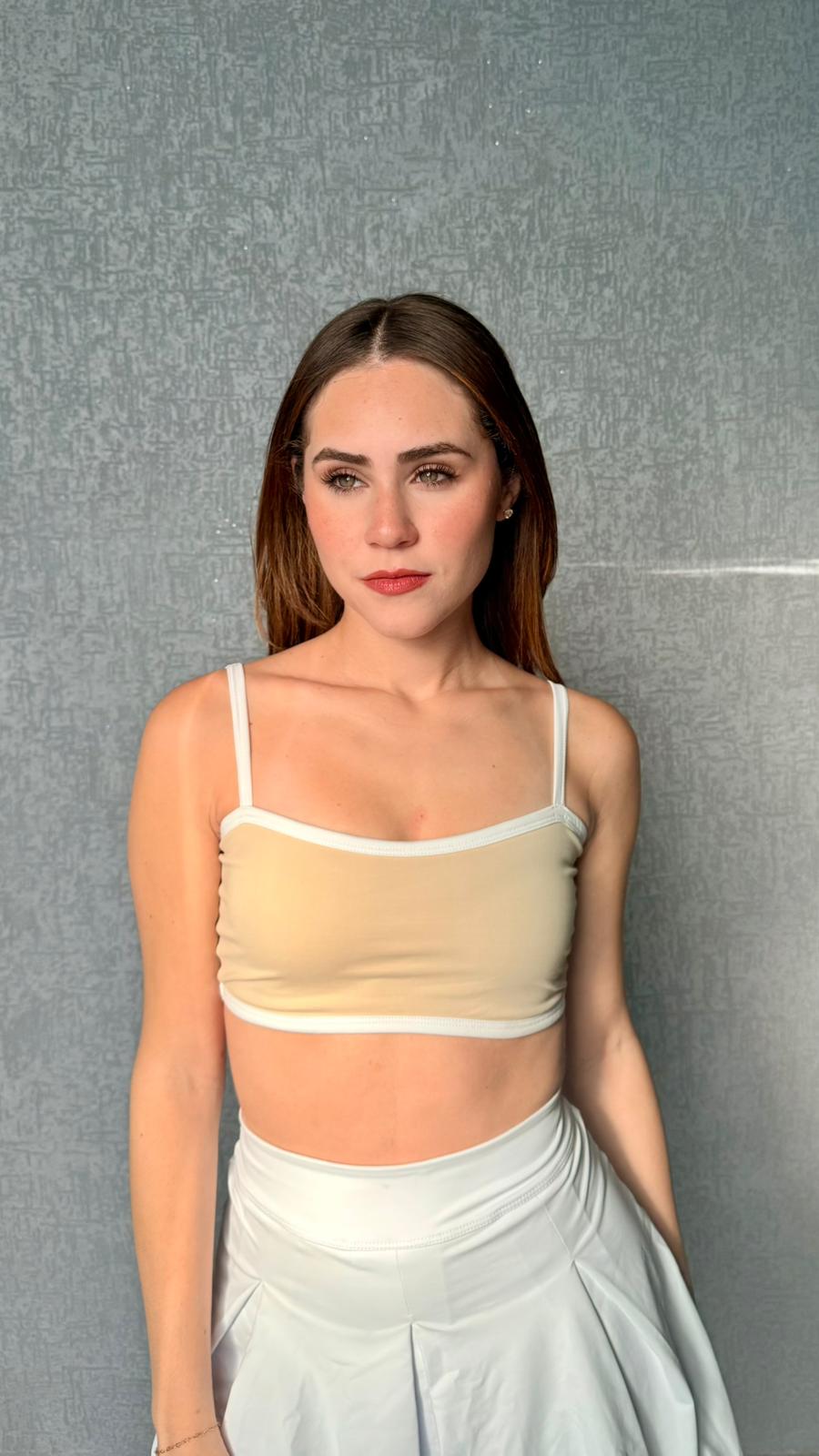 TOP MANGA SISA CONTRAST BEIGE PILATES