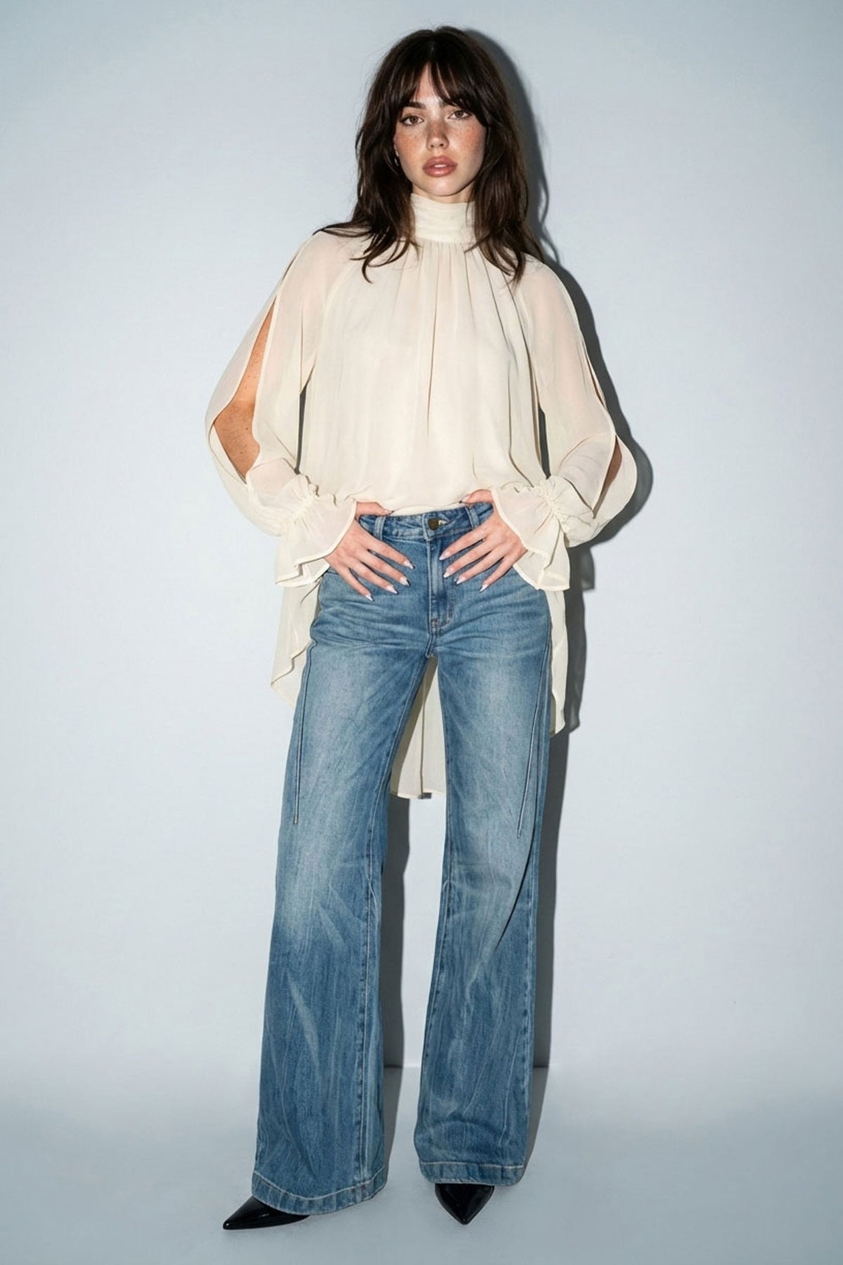 Chiffon Cold-shoulder High-low Top (Copia)