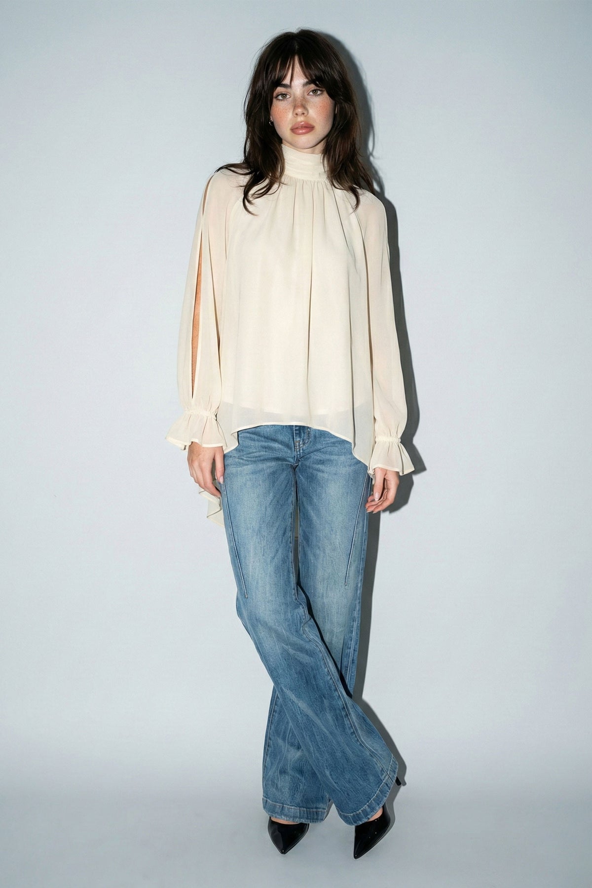 Chiffon Cold-shoulder High-low Top (Copia)