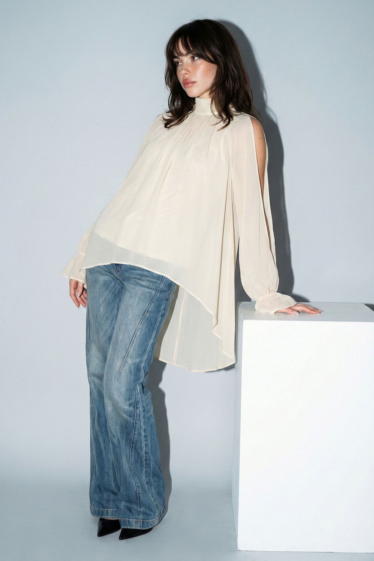 Chiffon Cold-shoulder High-low Top (Copia)