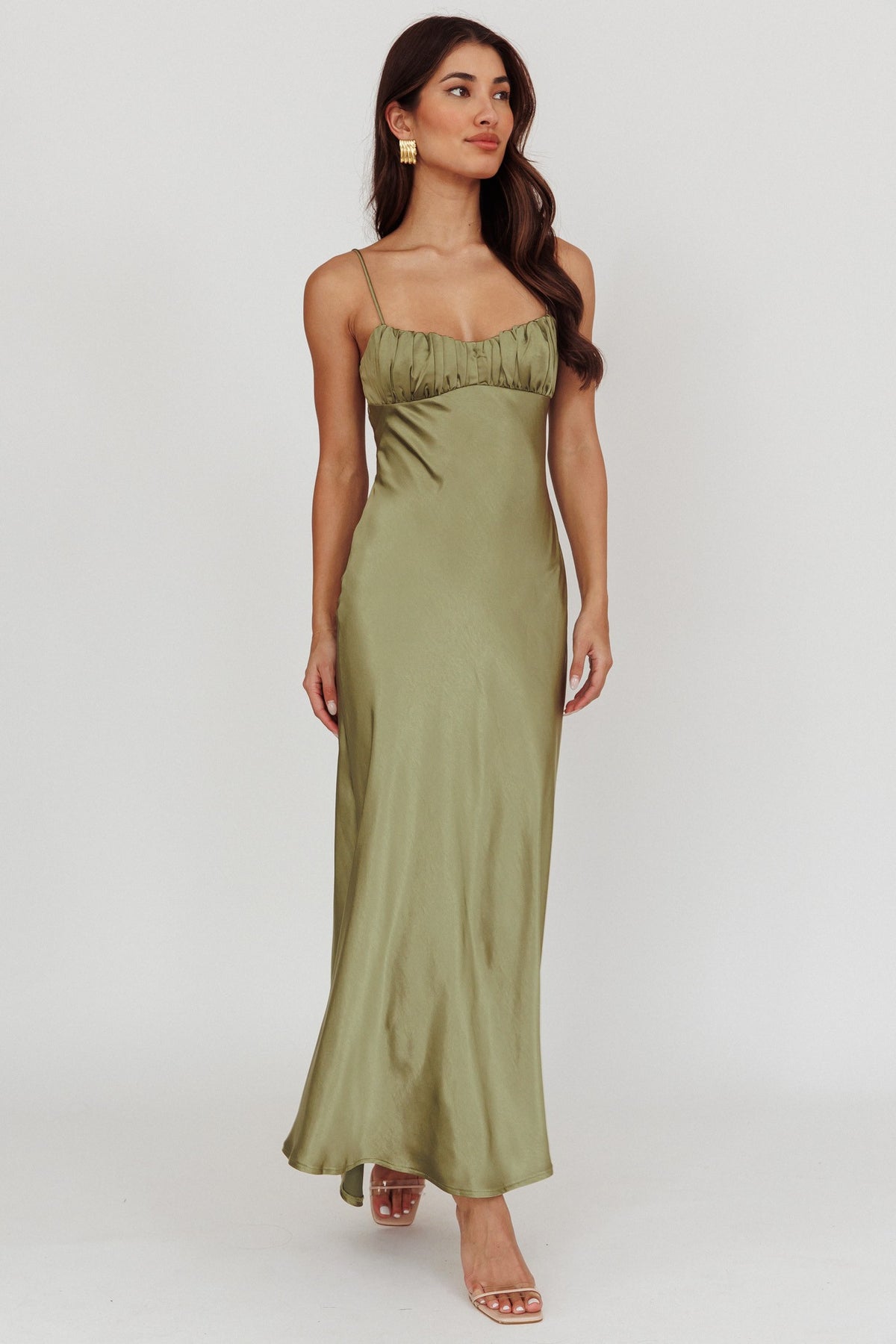 Twist Back Satin Maxi Dress