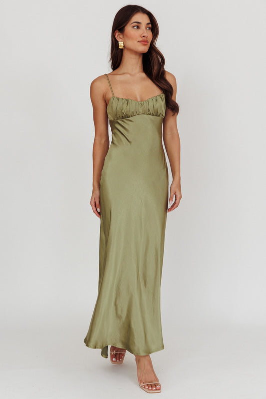 Twist Back Satin Maxi Dress