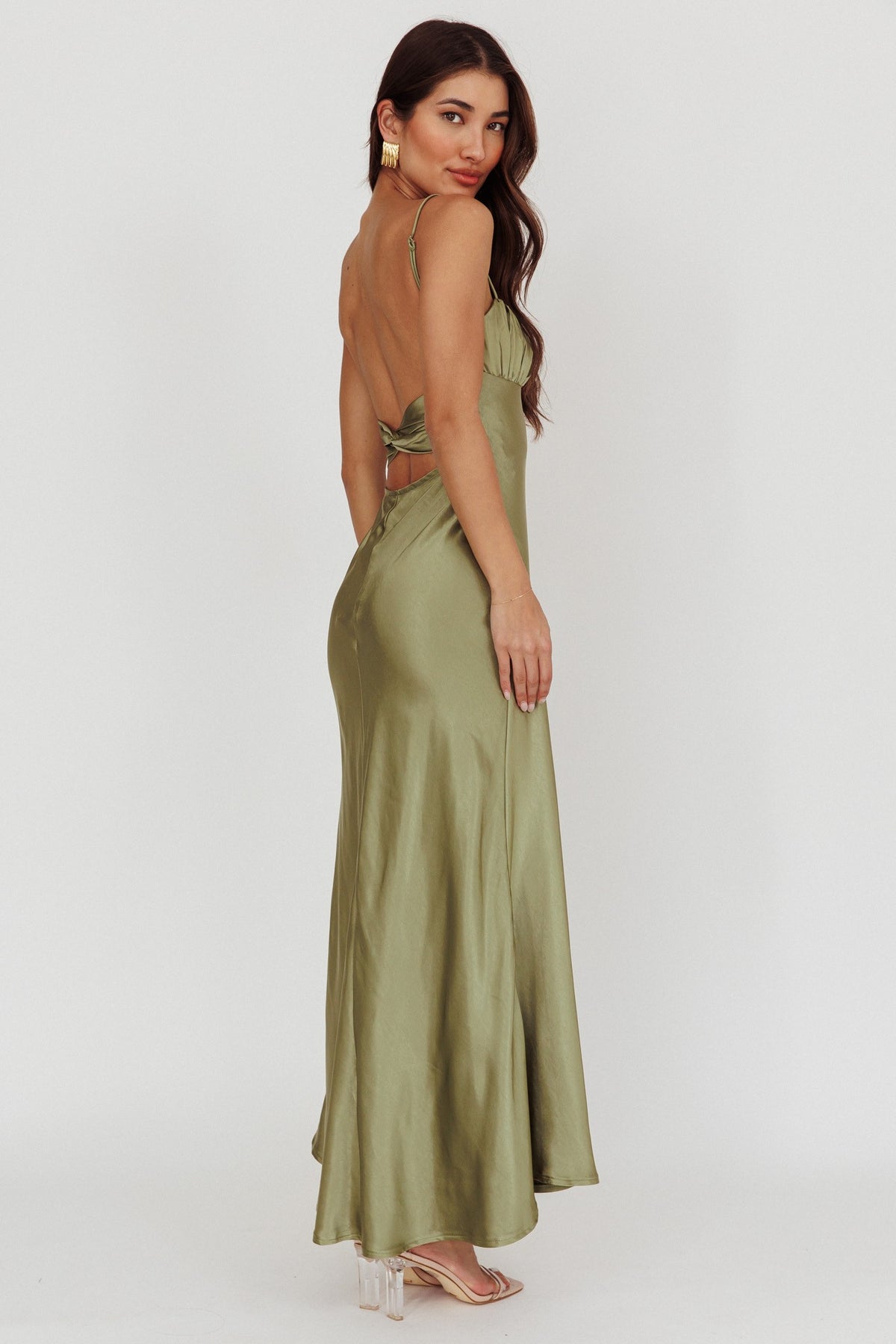 Twist Back Satin Maxi Dress