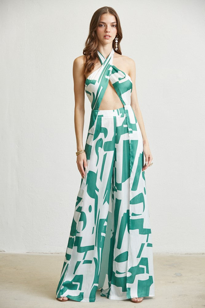 ABSTRACT SHAPE PRINT HALTER SET