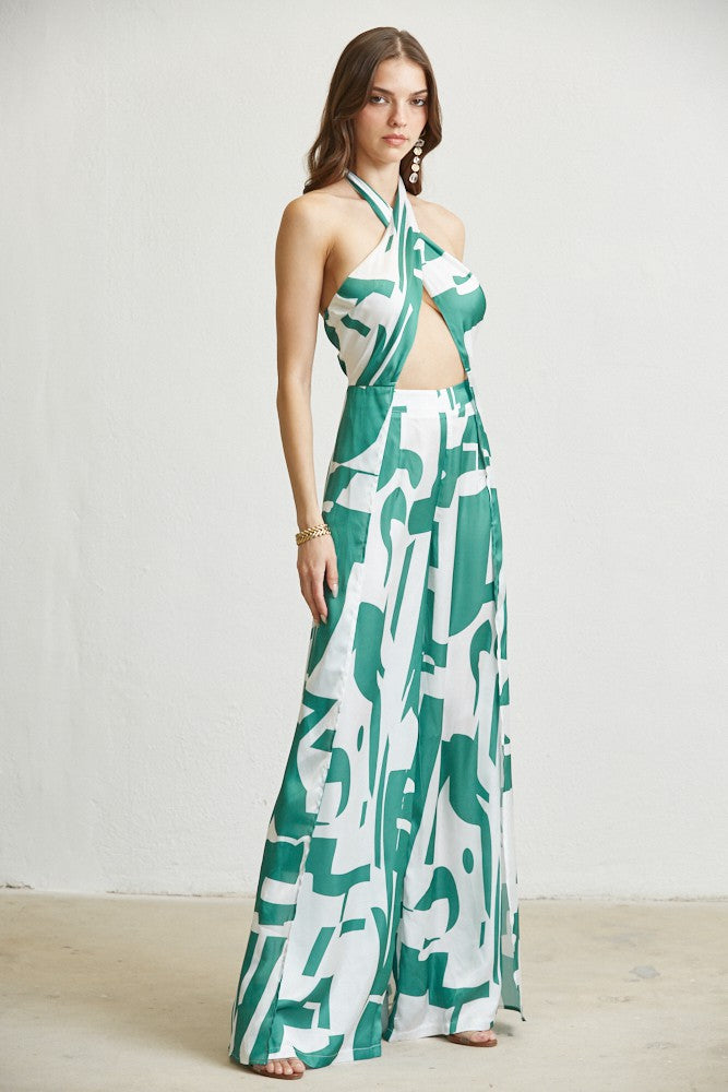 ABSTRACT SHAPE PRINT HALTER SET