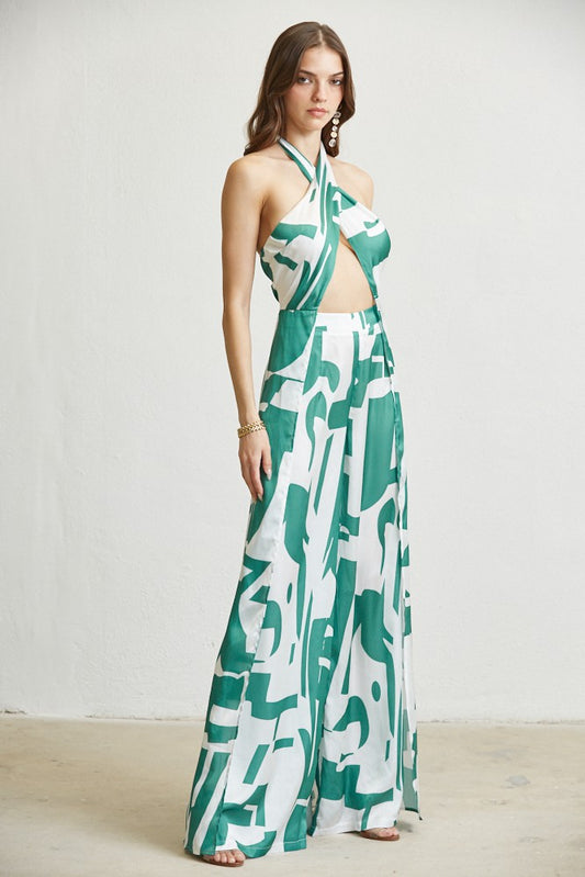 ABSTRACT SHAPE PRINT HALTER SET