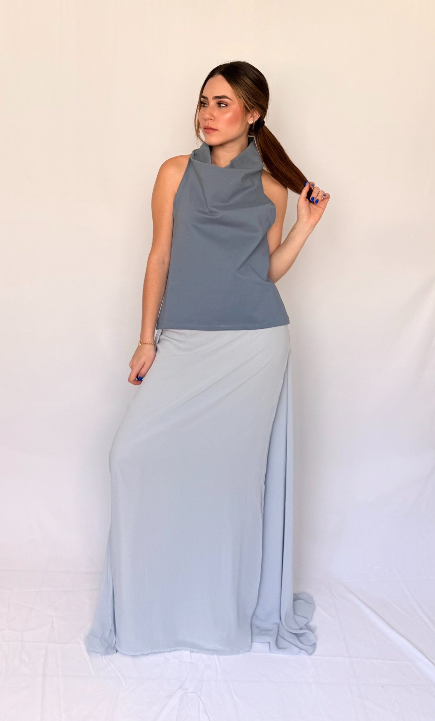 BLUSA NOCHE DE LIRIOS DUSTY BLUE
