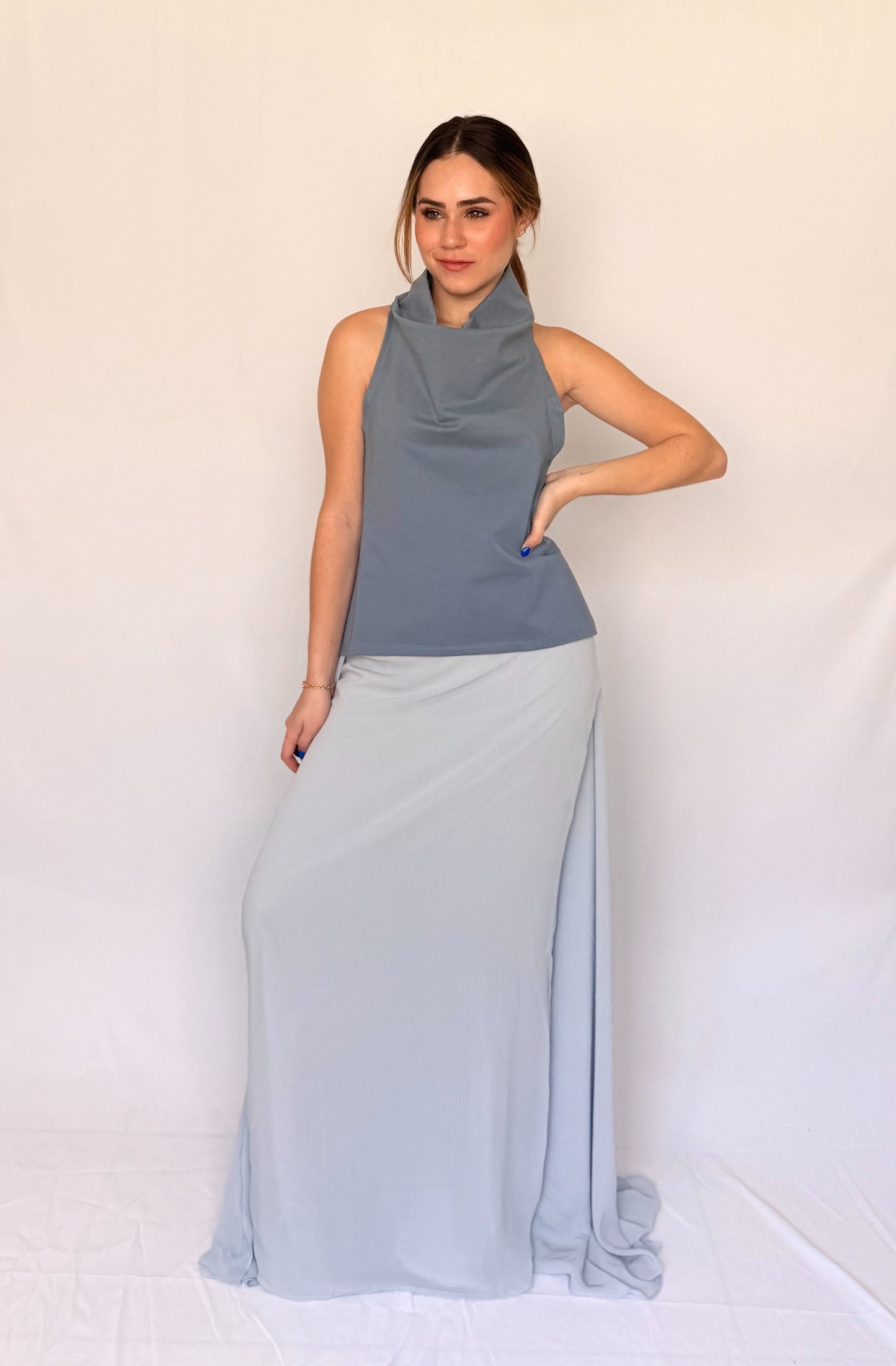 BLUSA NOCHE DE LIRIOS DUSTY BLUE