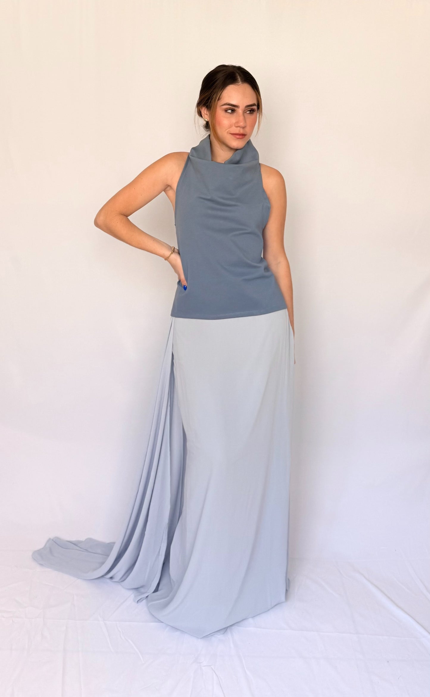 BLUSA NOCHE DE LIRIOS DUSTY BLUE