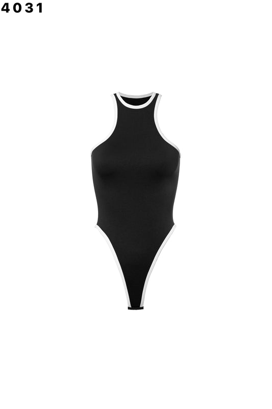 CONTRAST BINDING BODYSUIT BLACK 