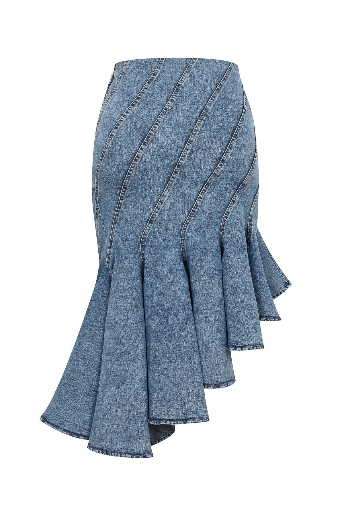 CASCADE CURVE DENIM SKIRT