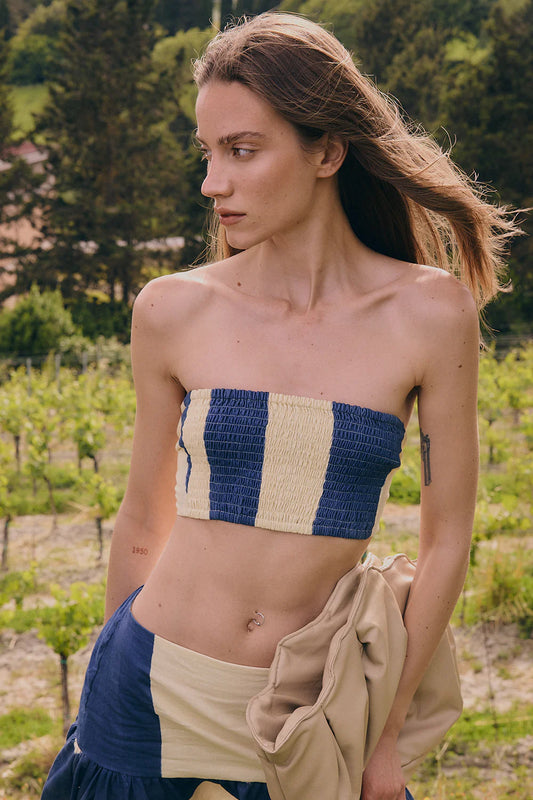 CLEO IVORY BLUE CROP TOP