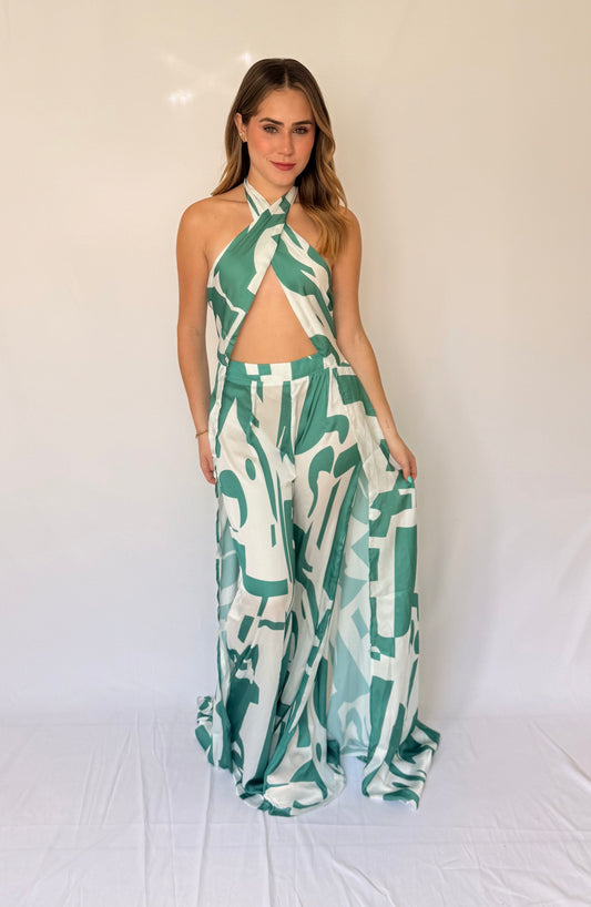 ABSTRACT SHAPE PRINT HALTER SET