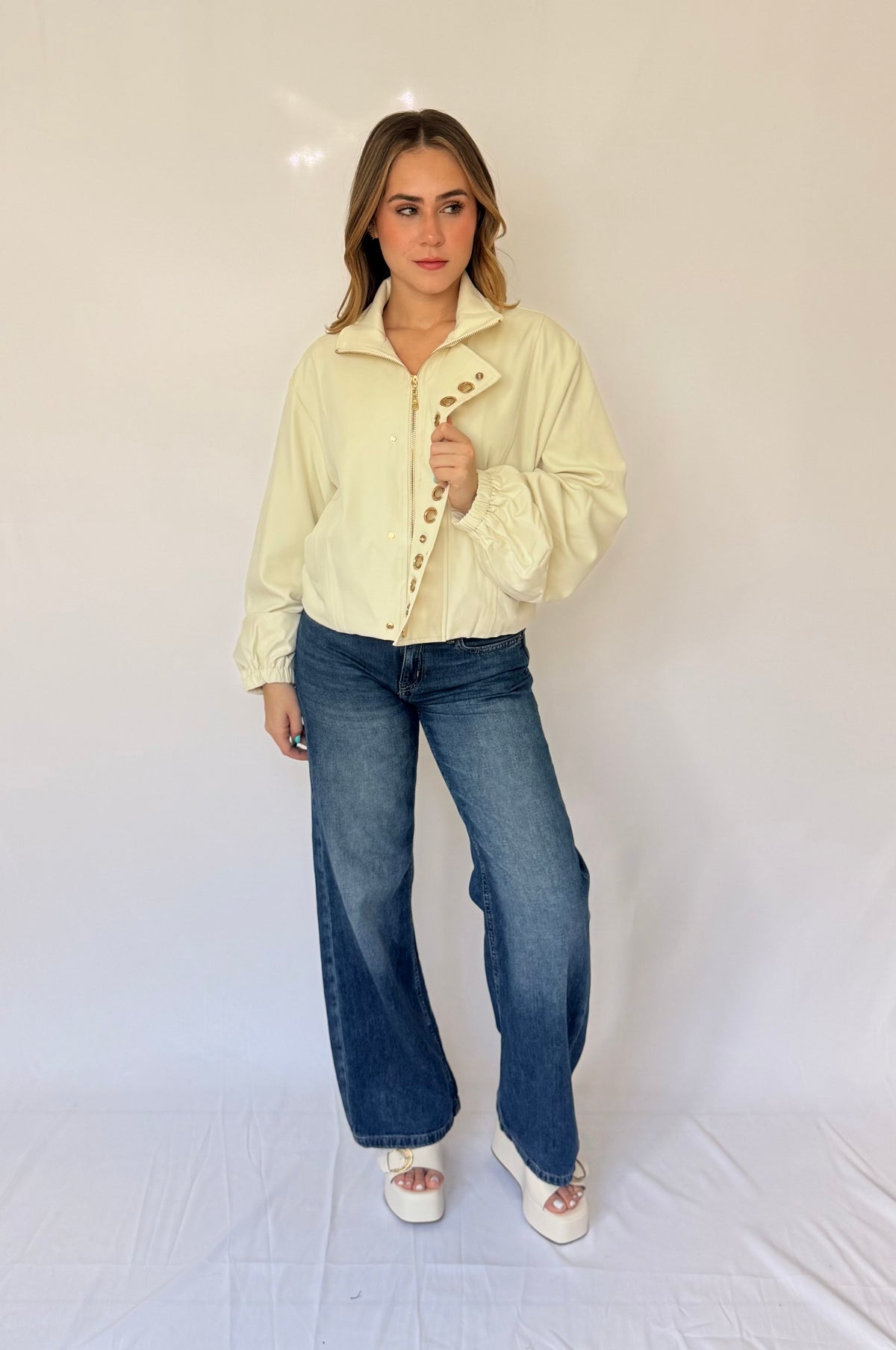 Grommet Detail Twill Jacket
