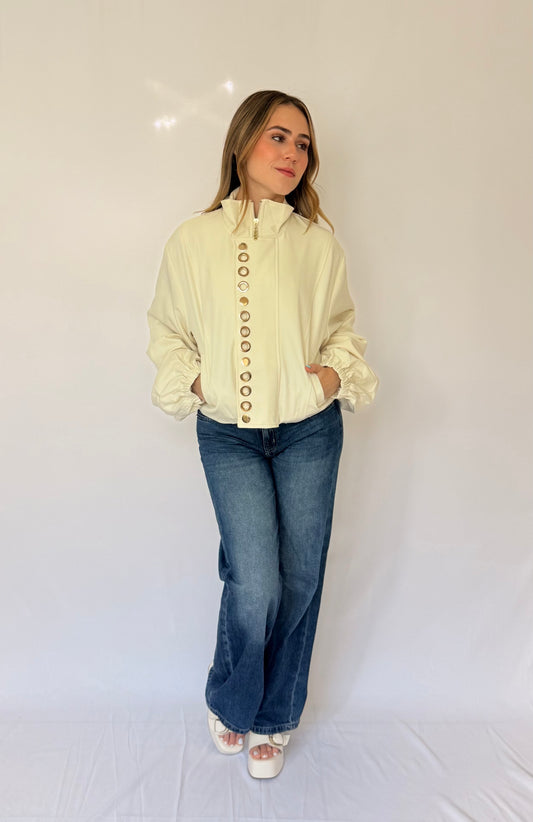 Grommet Detail Twill Jacket