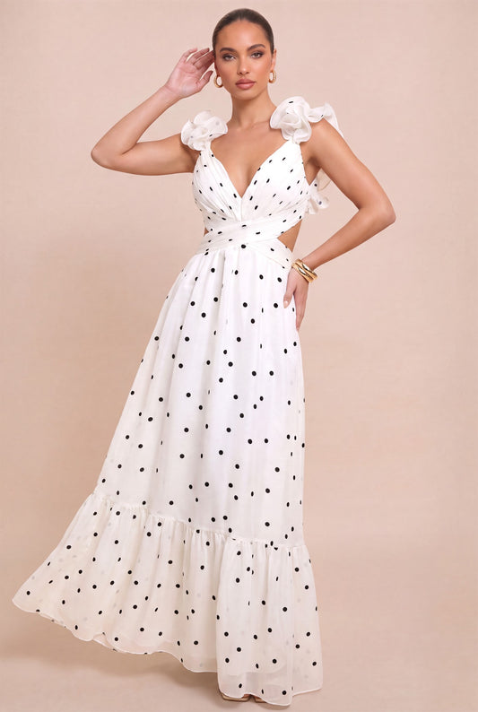 Polka Dot Ruffle Tiered Gown
