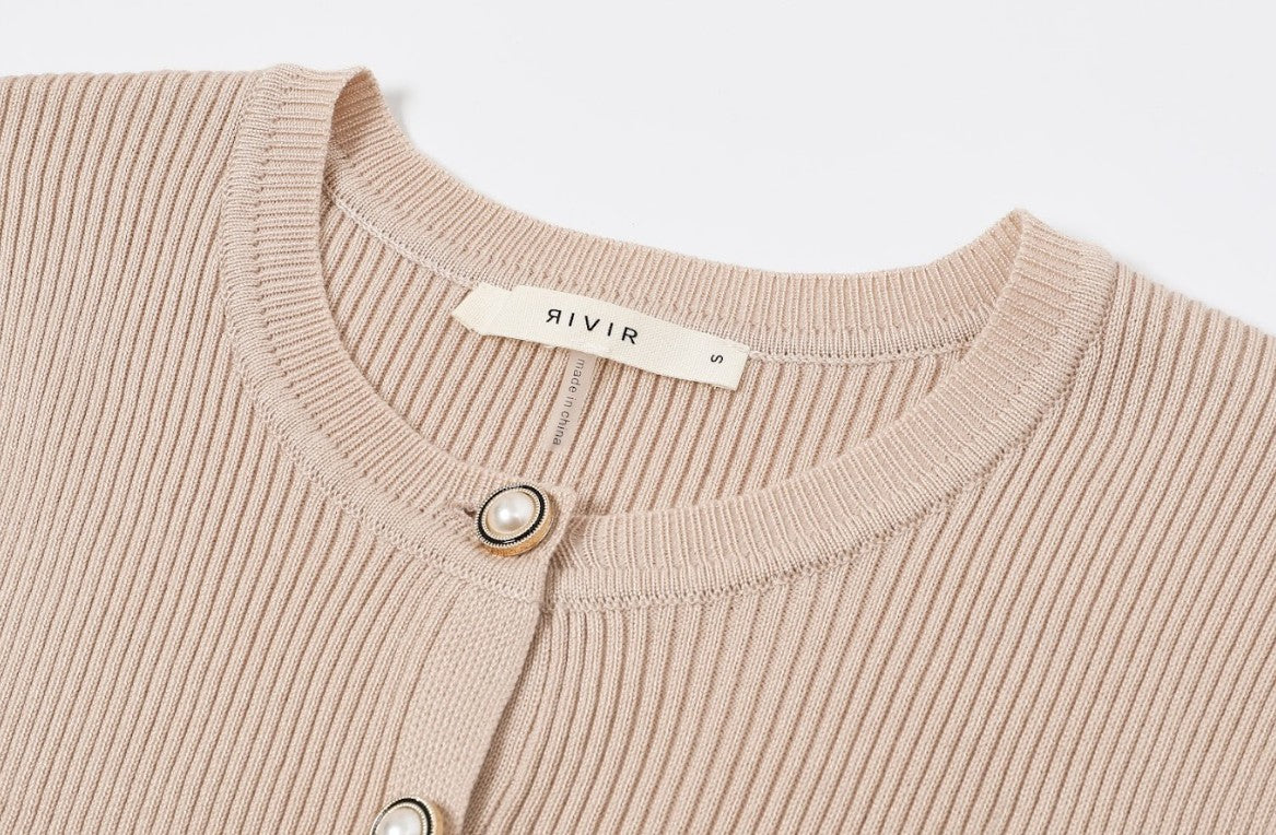 LONG SLEEVE MIDI DRESS W CONTRAST HIGH NECK COLLAR - BEIGE