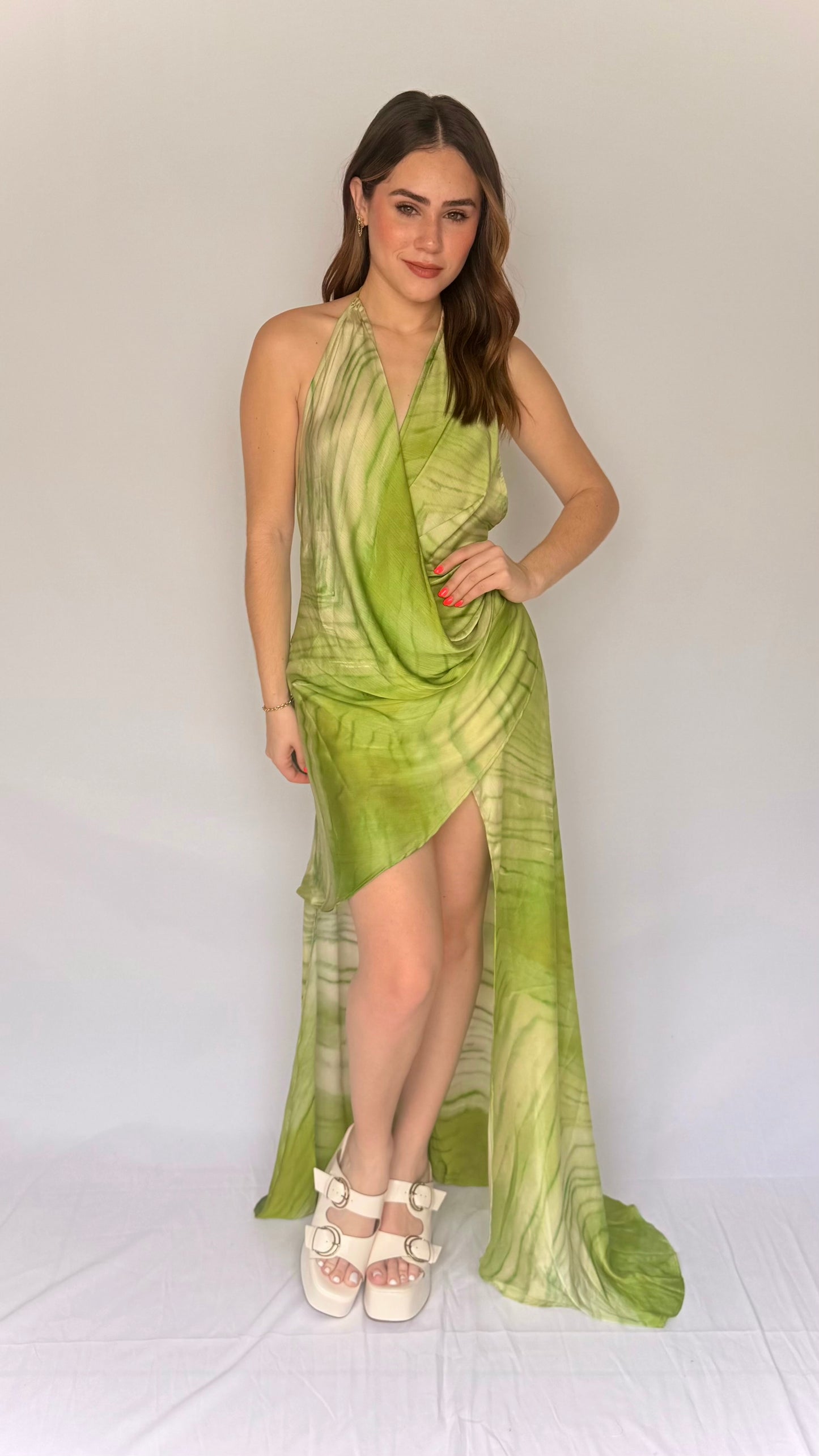 MYSTIQUE HI LO SATIN DRESS