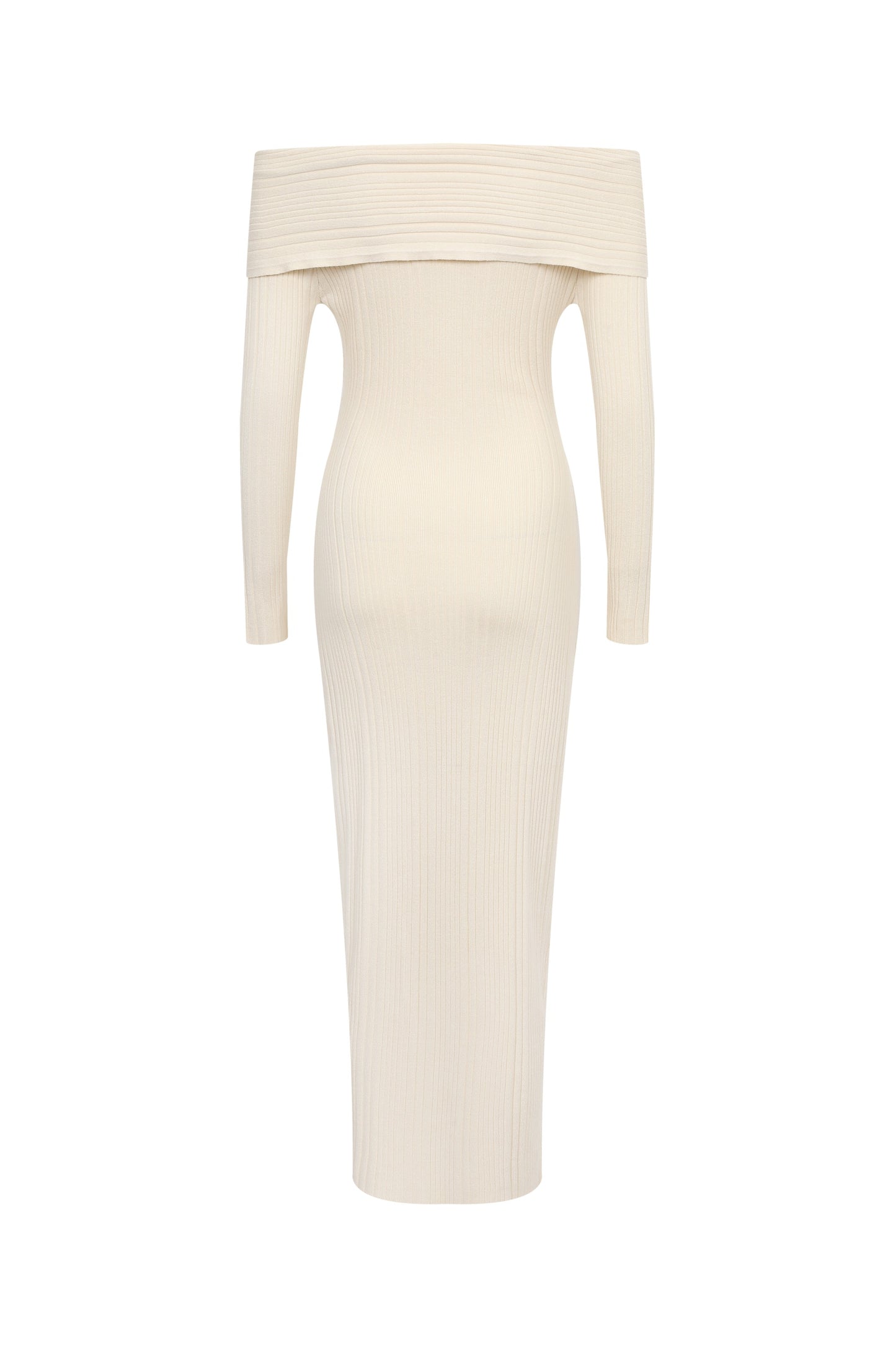OFF CROSS SHOULDER KNIT MIDI DRESS