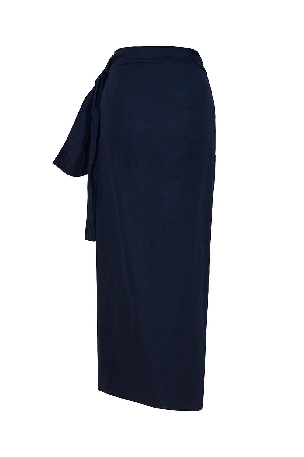 SAMOA SKIRT WITH NAVY BLUE LINEN EMBROIDERY