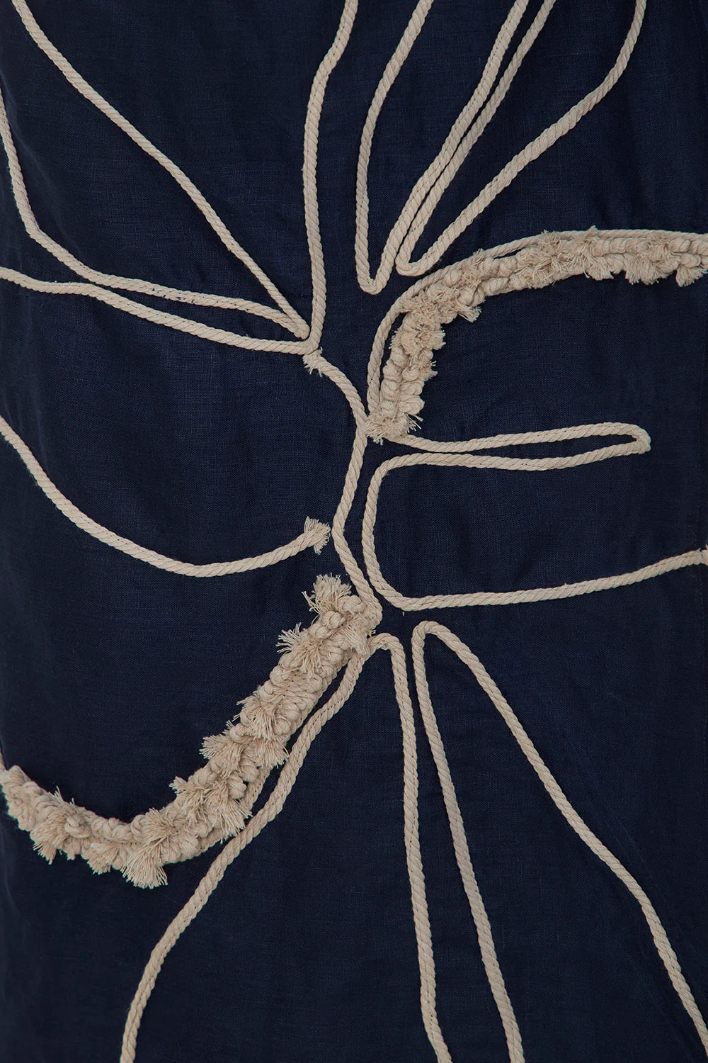SAMOA SKIRT WITH NAVY BLUE LINEN EMBROIDERY