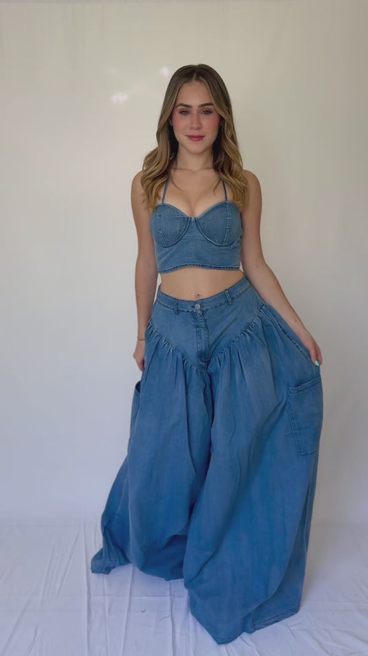 TWO-PIECE WIDE-LEG PANT SET